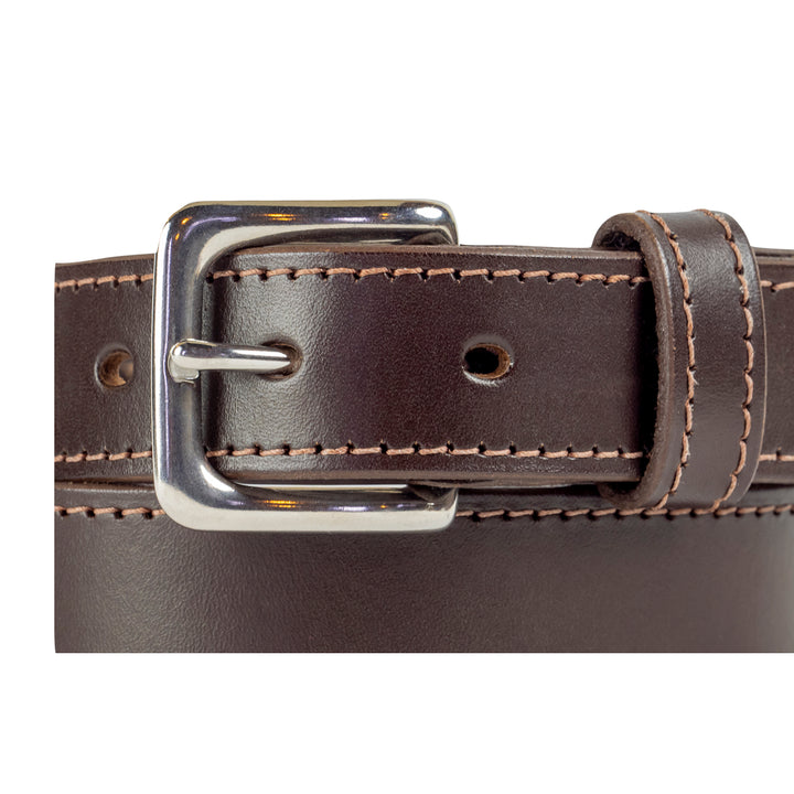 32mm Stitched Brown Leather Belt - Harrisson Australia