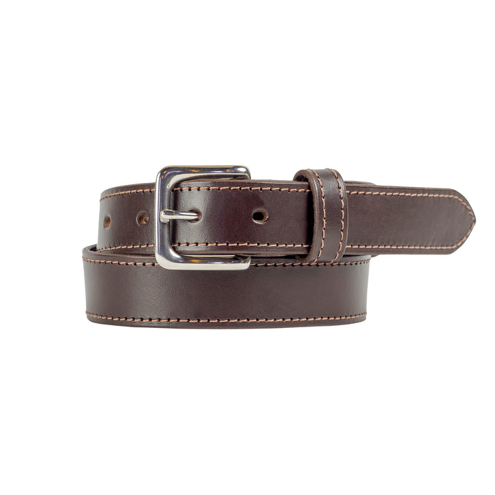 32mm Stitched Brown Leather Belt - Harrisson Australia