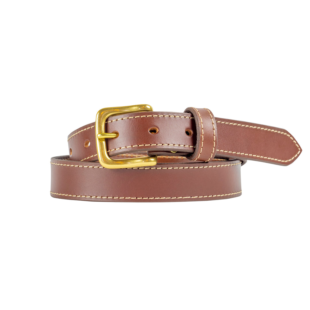 32mm Stitched Cognac Leather Belt - Harrisson Australia
