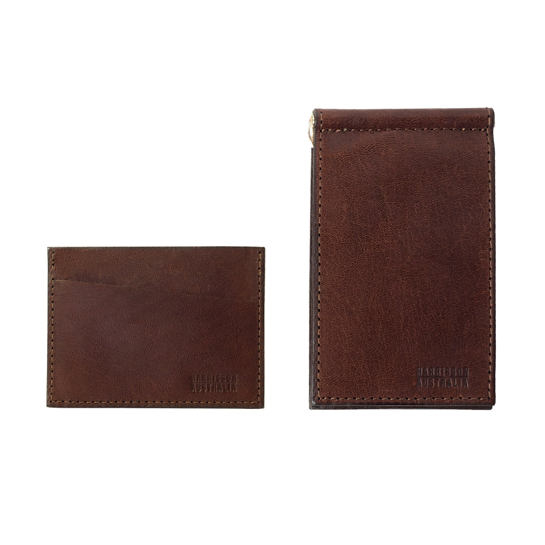 Brown Billfold With Matching Card Sleeve Wallet